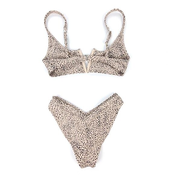 NEW OneOne Swimwear Jenna Top Jesse Bottom Cheetah Print Matching Bikini Set Tan - Picture 2 of 10